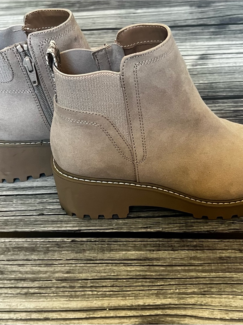 Universal Thread Taupe Suede Platform Ankle Booties
